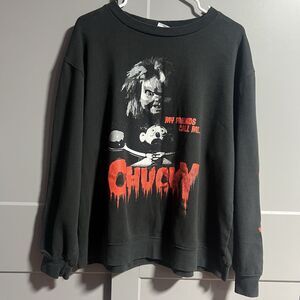 Chucky Women Boat Neck  My Friends Call Me Chucky  Crewneck Sweatshirt Black XL